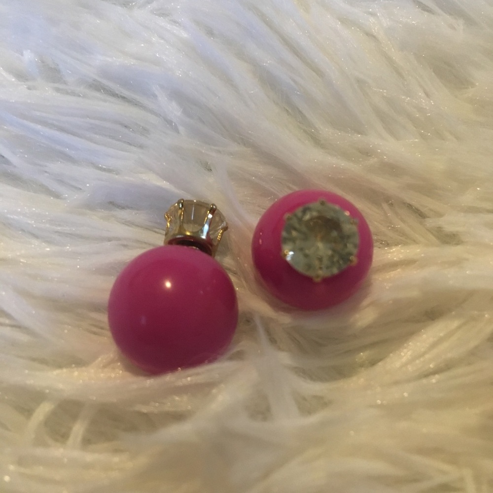2 for $15 Pink crystal double sided stud Earrings