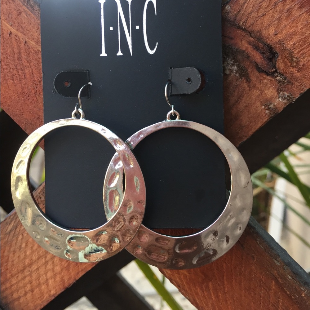 INC International hammered faux silver earrings - Picture 2 of 3