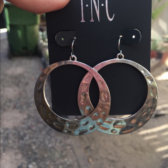 INC International hammered faux silver earrings - Picture 3 of 3