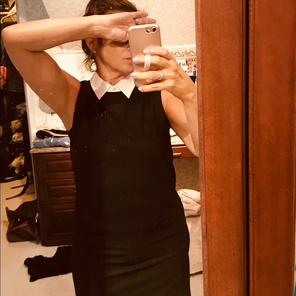 Pinstripe navy Theory mini dress