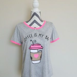 NWT Coffee is my bae neon pink shirt