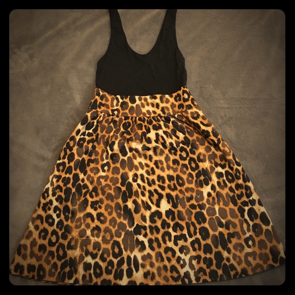 Express leopard print black dress