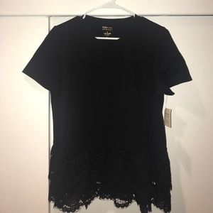 Kate spade black lace peplum top NWT!  Great deal.
