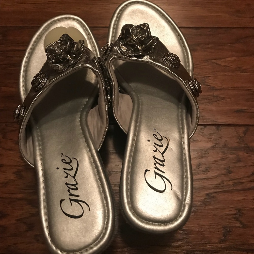 Grazie Silver Sequin Wedge