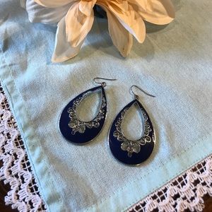 Blue and silver earrings