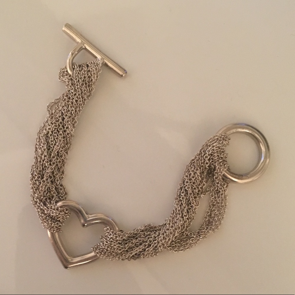 Sterling Silver Tiffany & Co Open heart bracelet