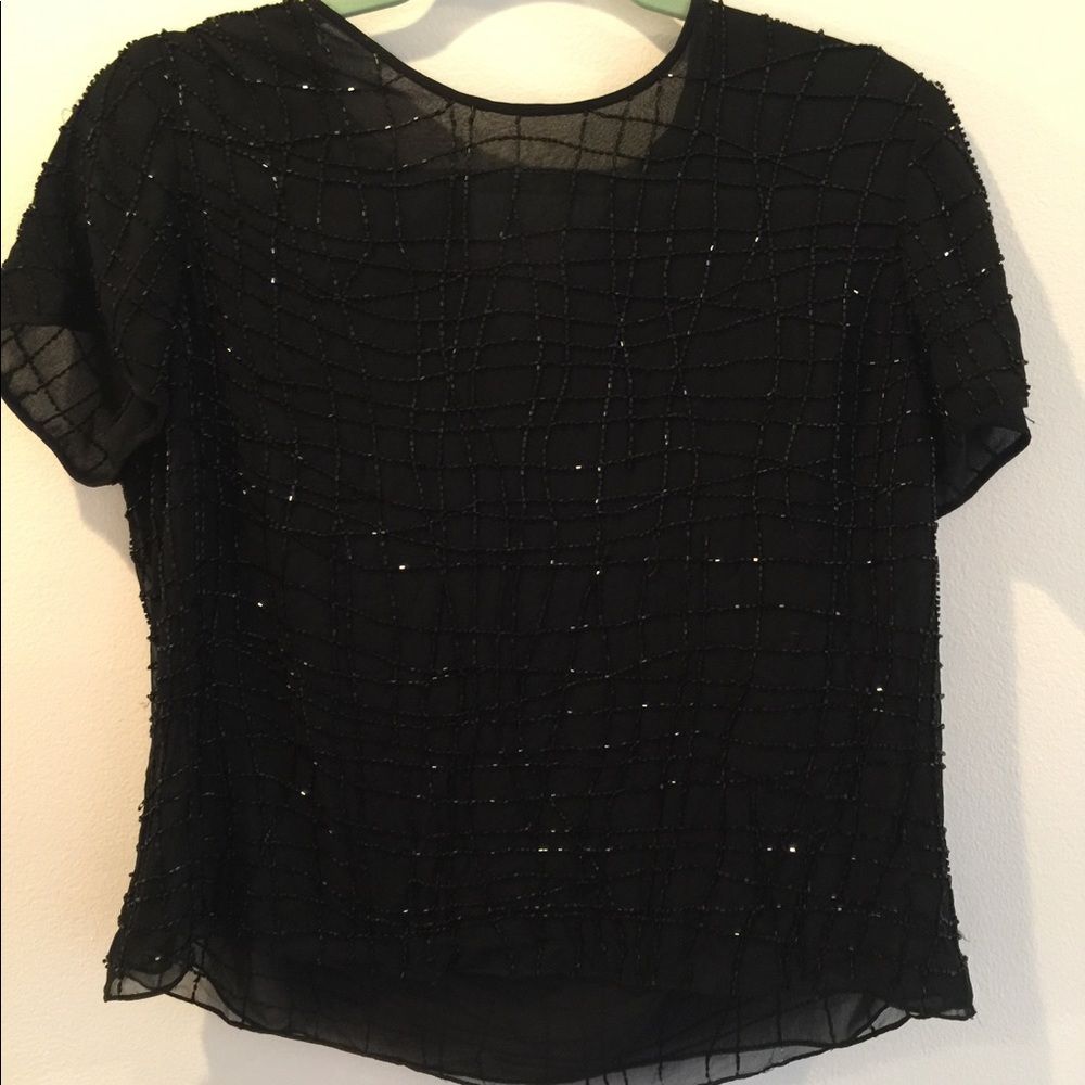 Jones New York Black Sequin Top