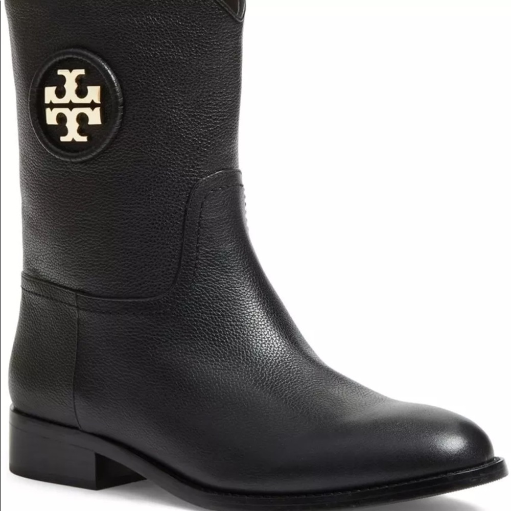 ❌SOLD❌Tory Burch Hallie Black Leather Boots 7 - Picture 1 of 8