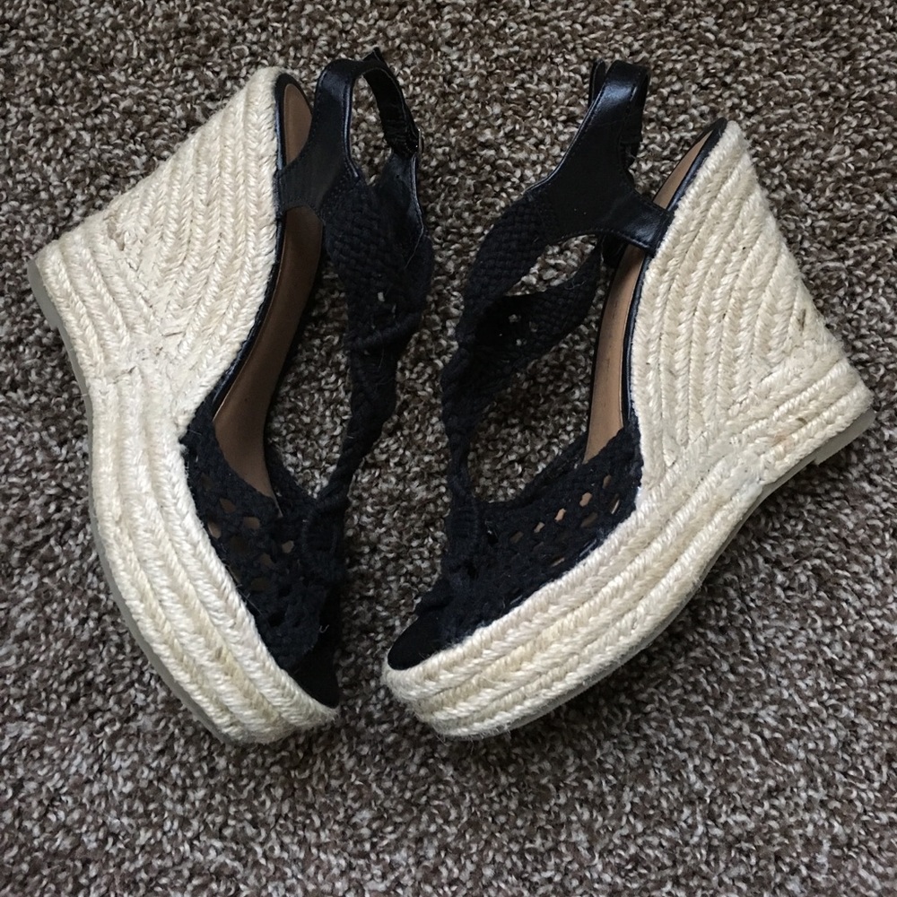 Black Crochet Wedges