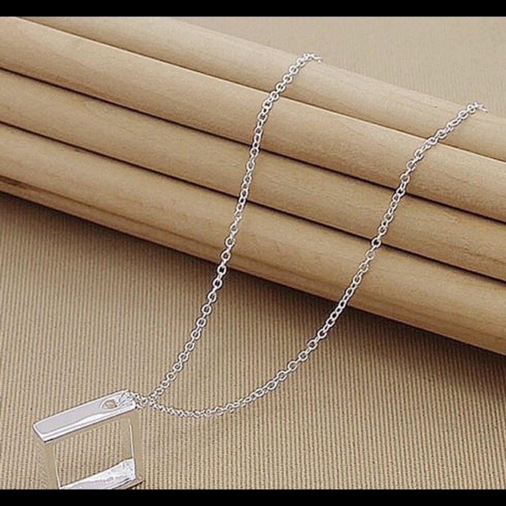 🎄(1 LEFT) Sterling Silver Square Necklace - Picture 3 of 3