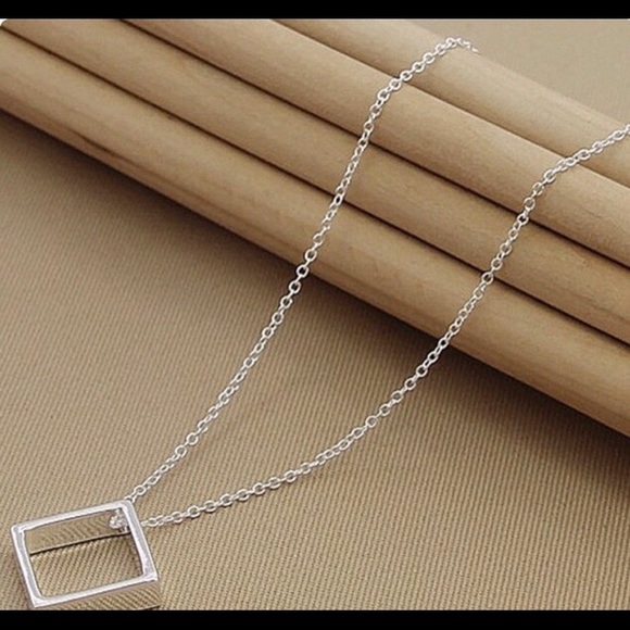 🎄(1 LEFT) Sterling Silver Square Necklace - Picture 2 of 3