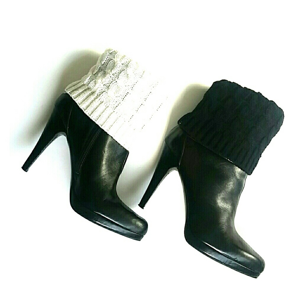 NEW Ivory & Black Reversible Duel Color Boot Sock