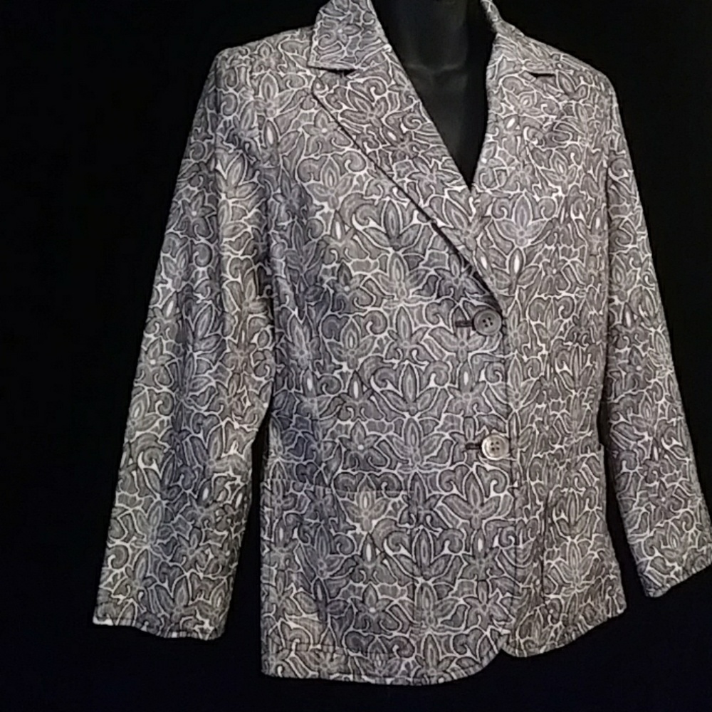 DD Collection unlined gray print jacket-sz l0