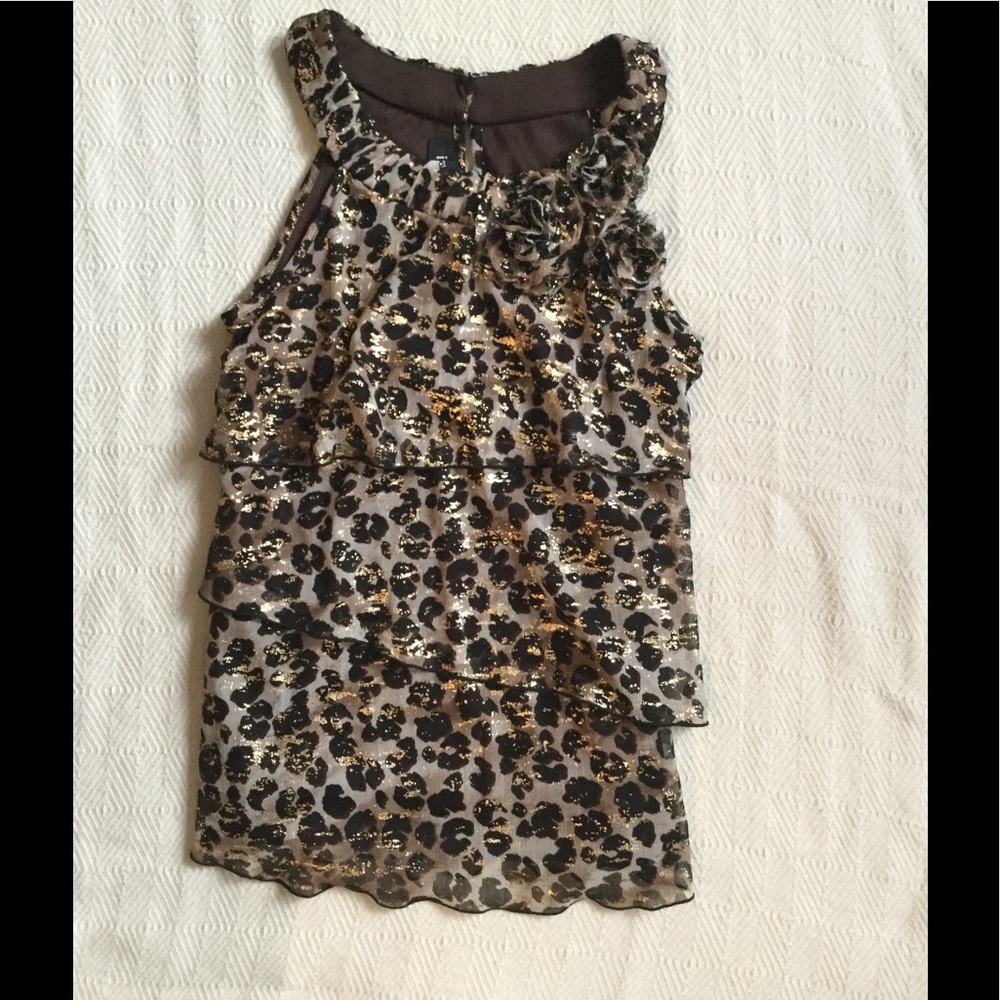 IZ Byer gold cheetah print loose tank