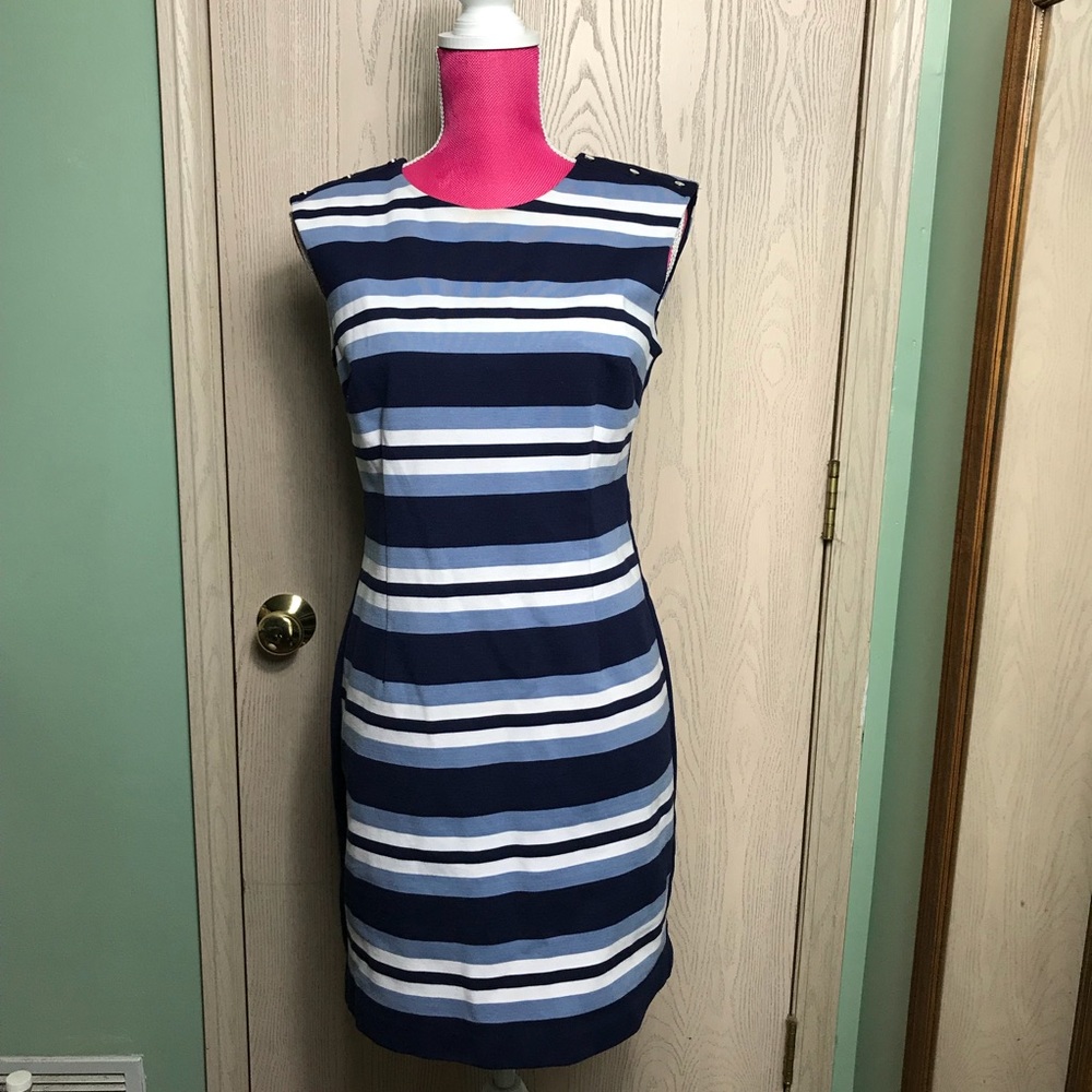 Michael Kors Sleeveless Striped Career Dress SZ 8