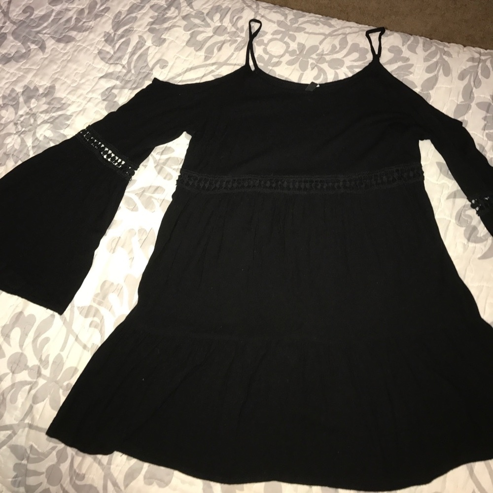Cold shoulder little black dress
