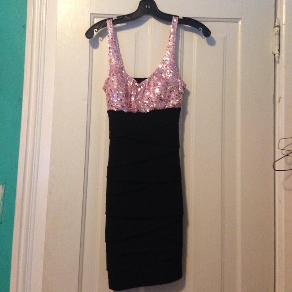 Black and pink homecoming dress