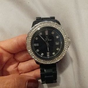 "Toy Watch" Brand - Black Watch with Crystals