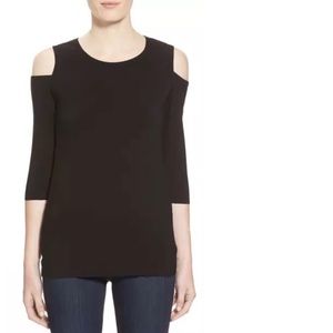 Cold Shoulder Top from Bailey 44, black, crewneck