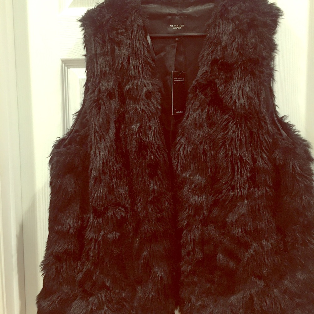 NWT ASOS Black Fur Vest