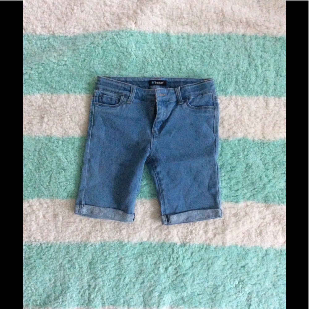 Light blue denim shorts