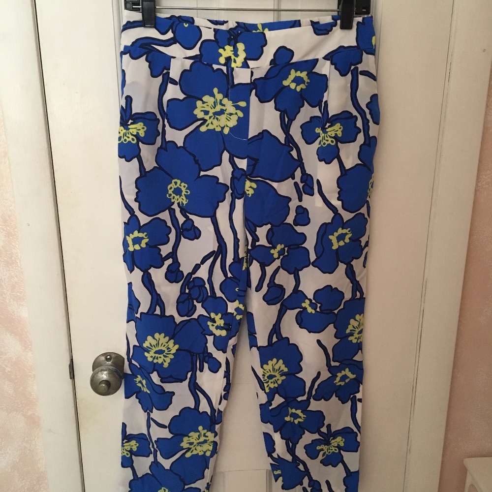 Marabelle Blue Floral Trousers (NWOT)