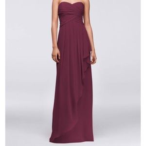 Wine David's Bridal Strapless Dress