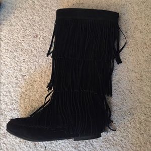 Black Fringe Boots