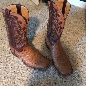 justin cognac ostrich boots