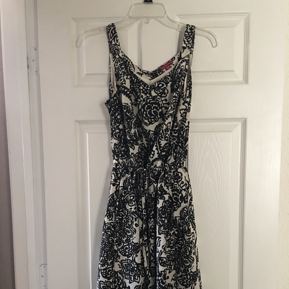 Cream and Black high low dress
