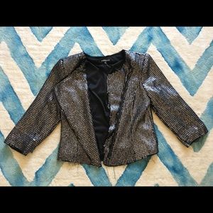Express Sequin Zip Statement Jacket Raw Edge M
