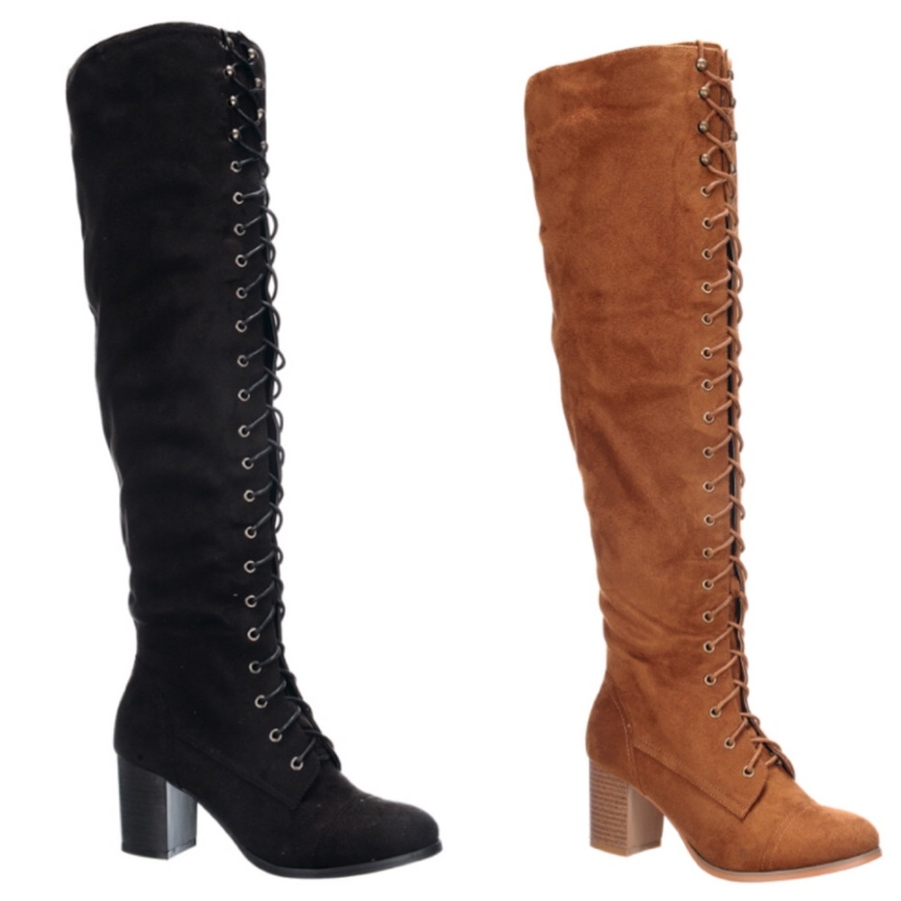 SZ 6 ONLY! Black Suede Lace-Up Knee Boot! NEW! - Picture 4 of 11