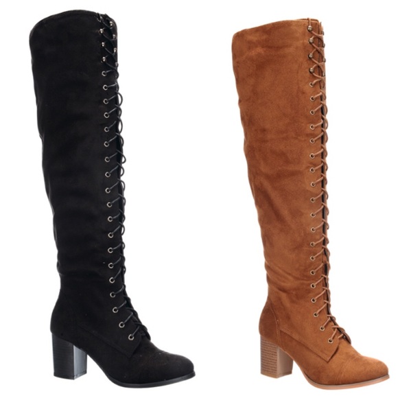 SZ 6 ONLY! Black Suede Lace-Up Knee Boot! NEW! - Picture 4 of 11