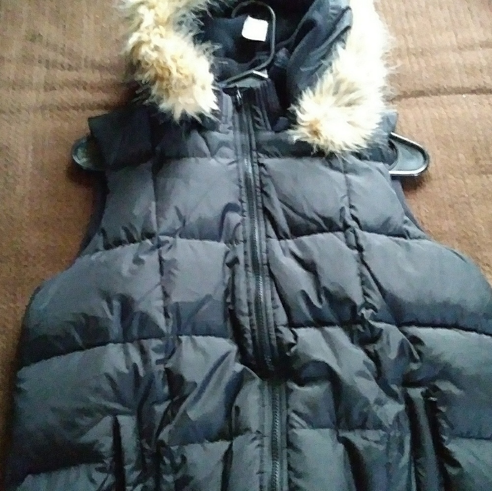Old navy black hooded vest.