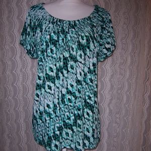 Valerie Stevens Short Sleeve Blouse Pleated XL