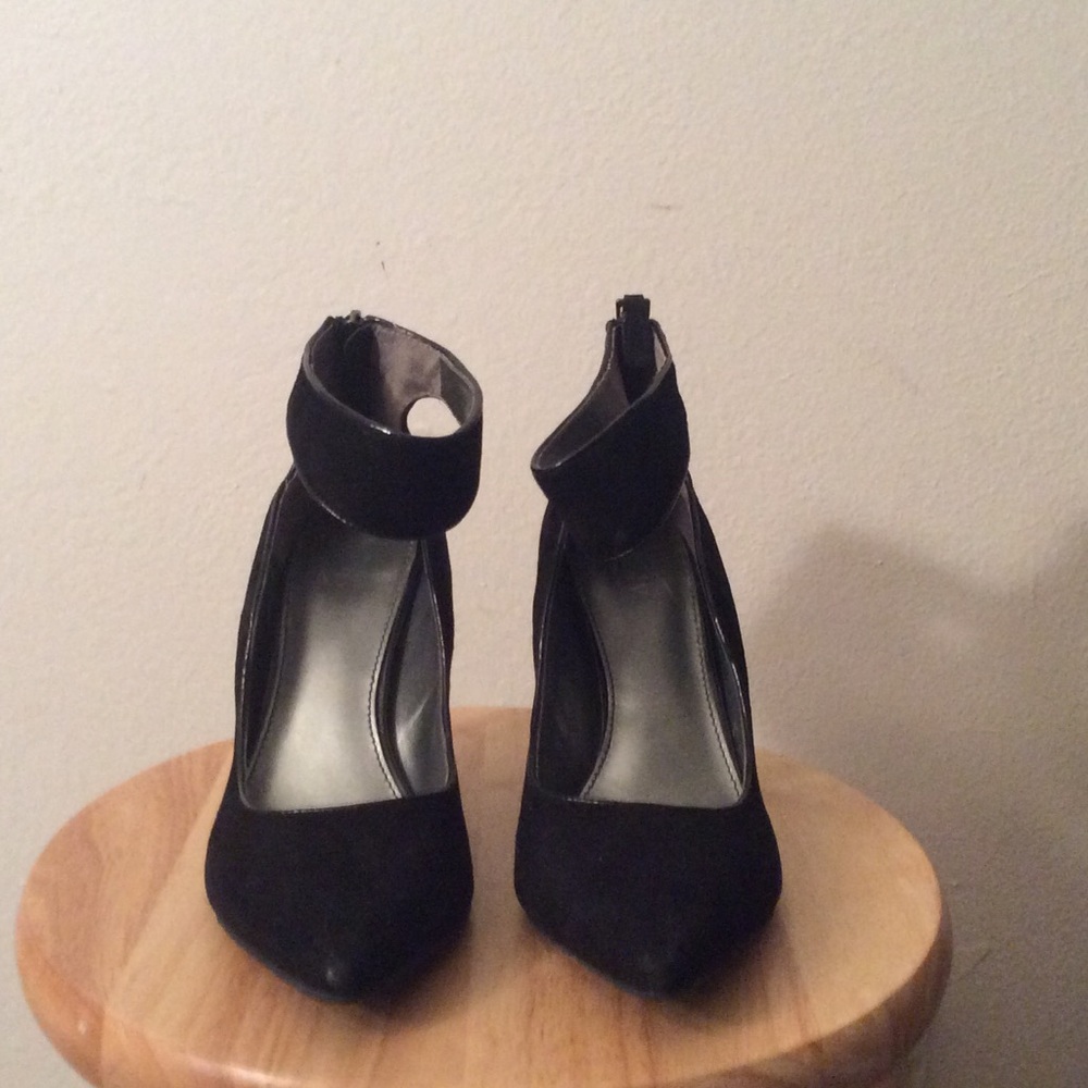 Faux Suede Ankle Strap Heels