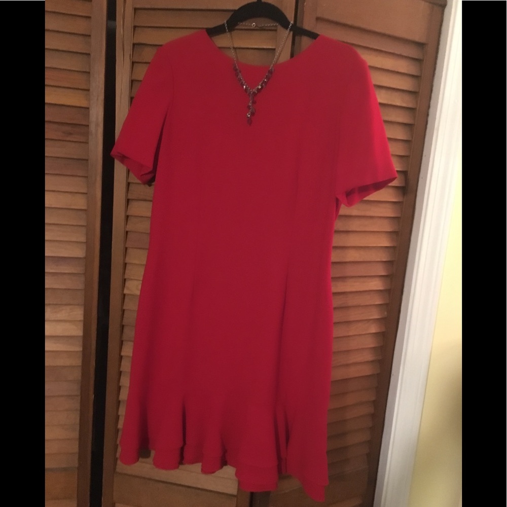 LIZ CLAIBORNE RED PARTY HOLIDAY COCKTAIL DRESS 14P