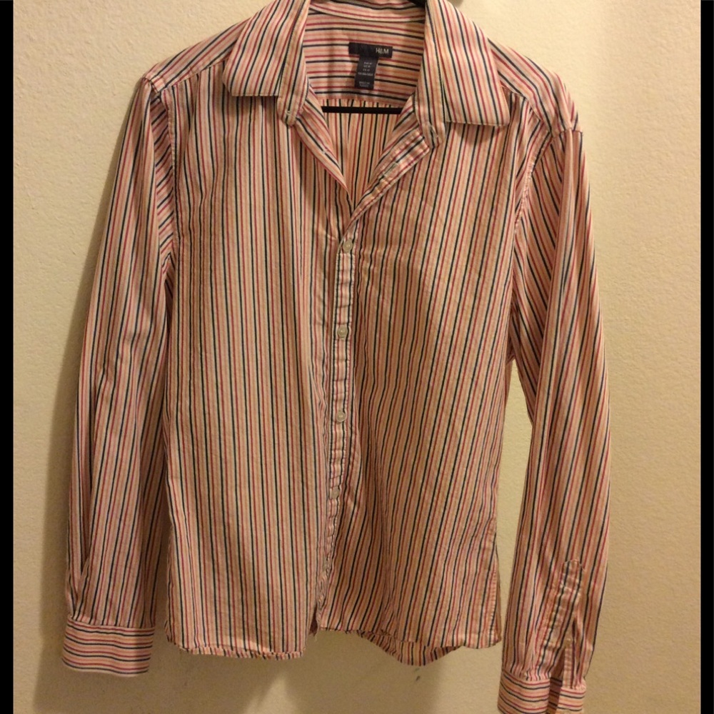 Striped button long sleeve