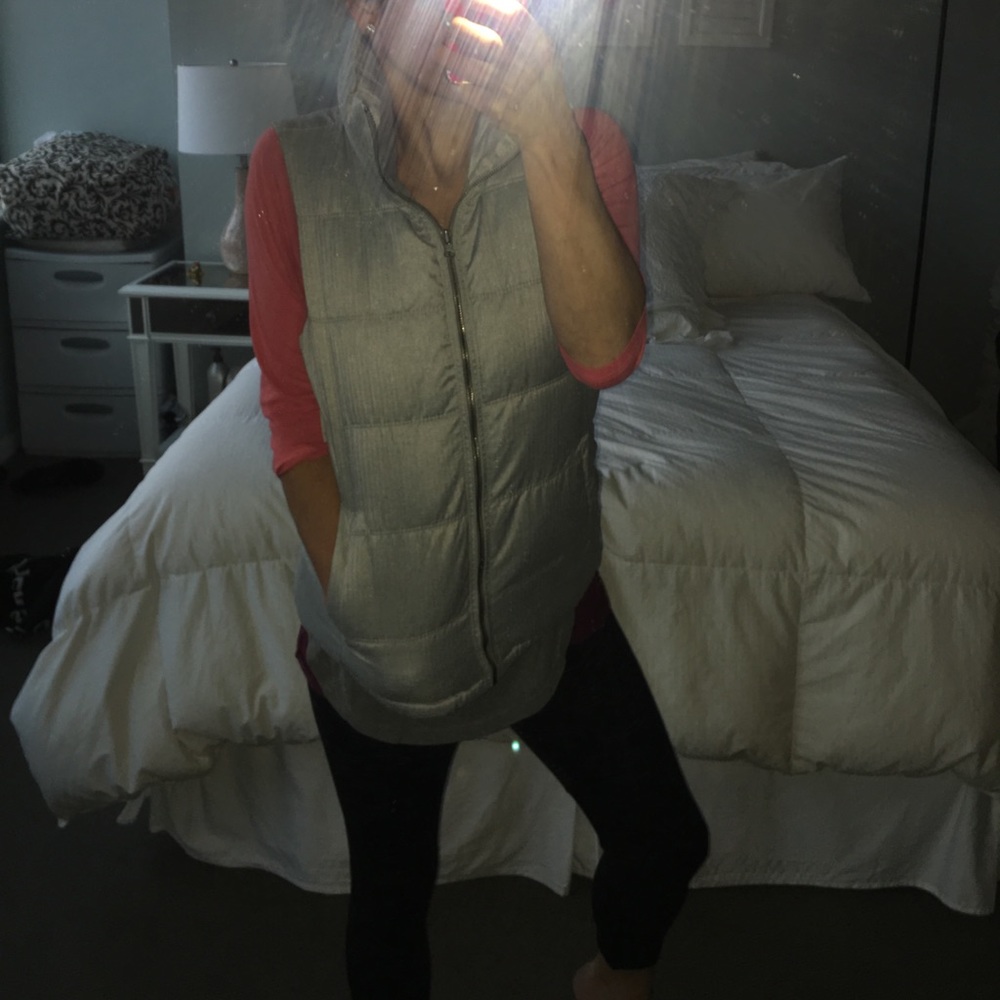 Gray fleece lined puff vest