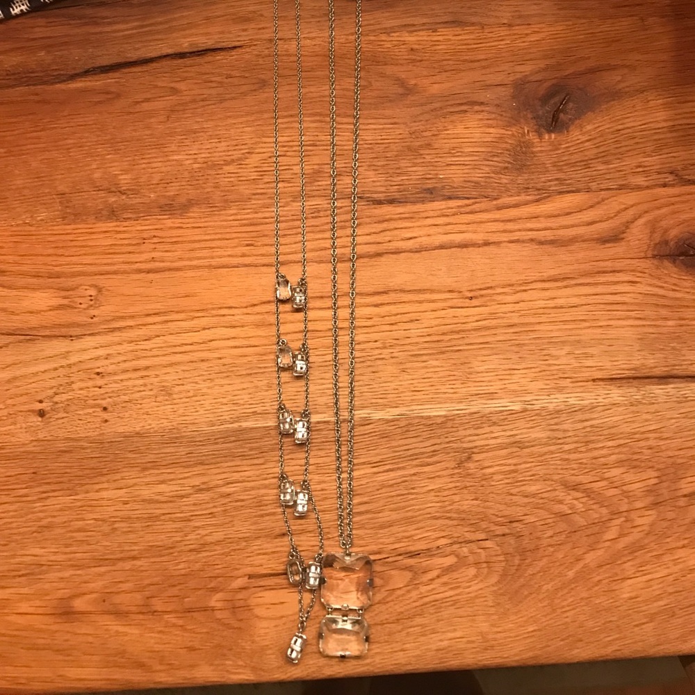 Anne Taylor long necklace , clear gems set
