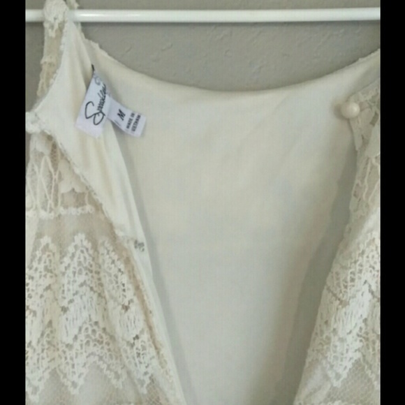 Off white dress with pink stripe and blue skirting - Picture 3 of 6