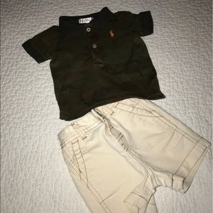 Ralph Lauren infant Camo Polo Shirt and shorts