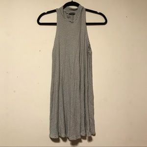 Sleeveless black and white striped dress