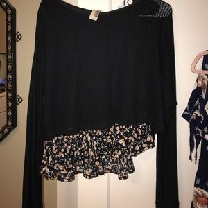 Black sweater with floral bottom