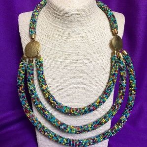 Handmade African beaded statement necklace