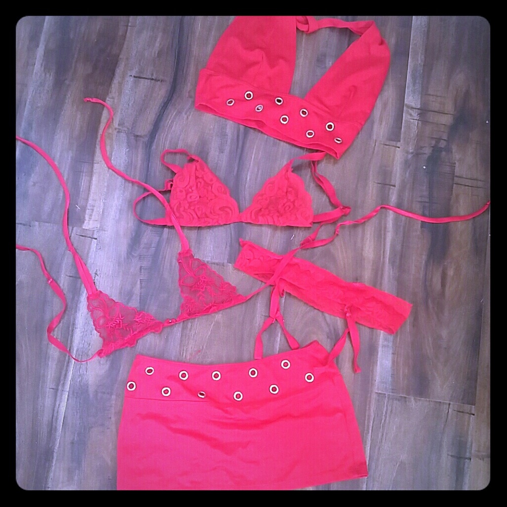 Red Dancer wear, lingerie bundle.