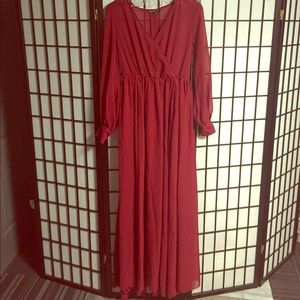 Long sleeve chiffon maxi dress
