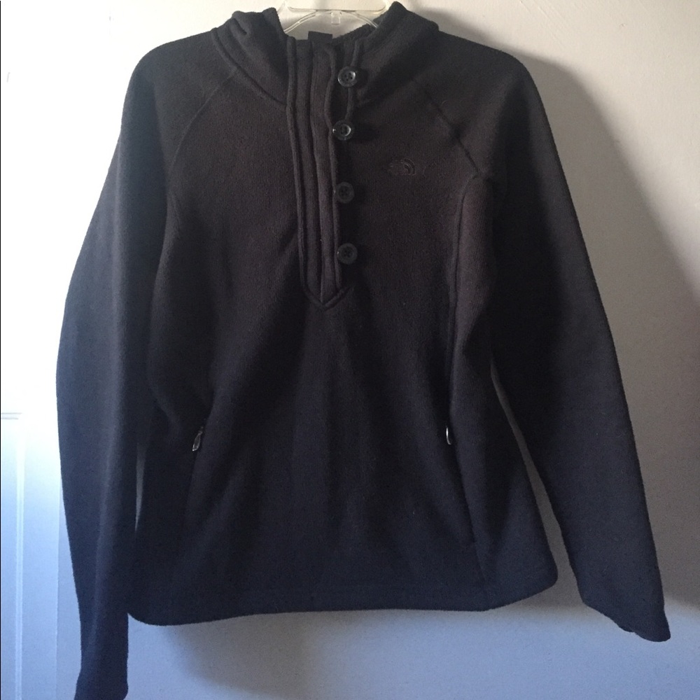The north face button pullover hoodie black