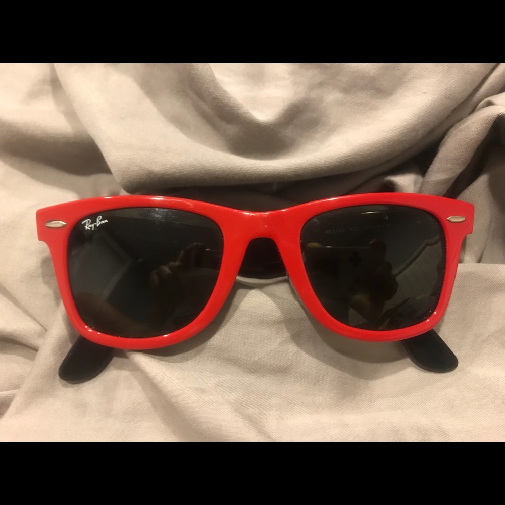 Red Ray-Ban sunglasses