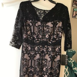 Black and Nude Evening Gown